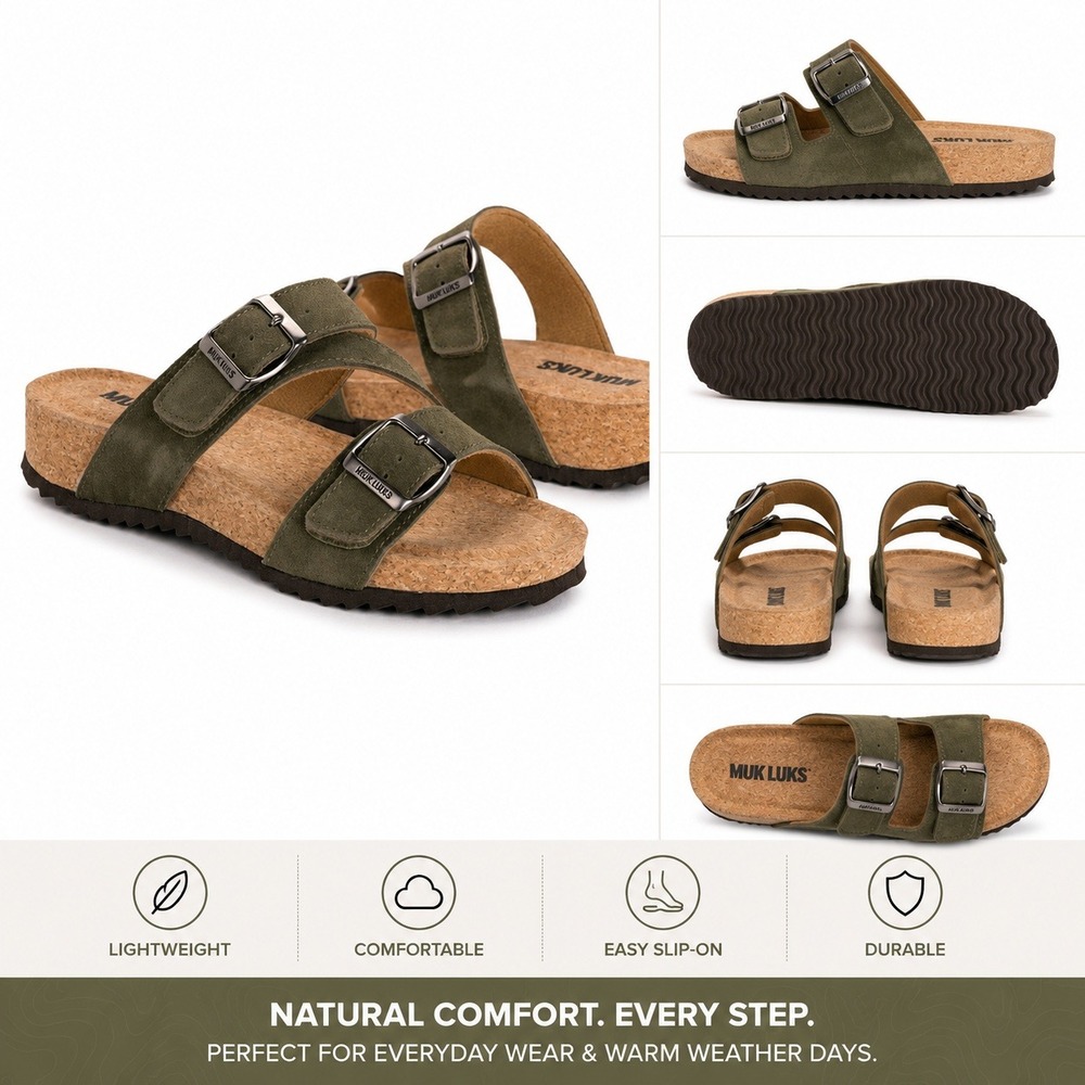 Women's Sandals by Muk Luks Poppy Green Suede Size 8 New In Box